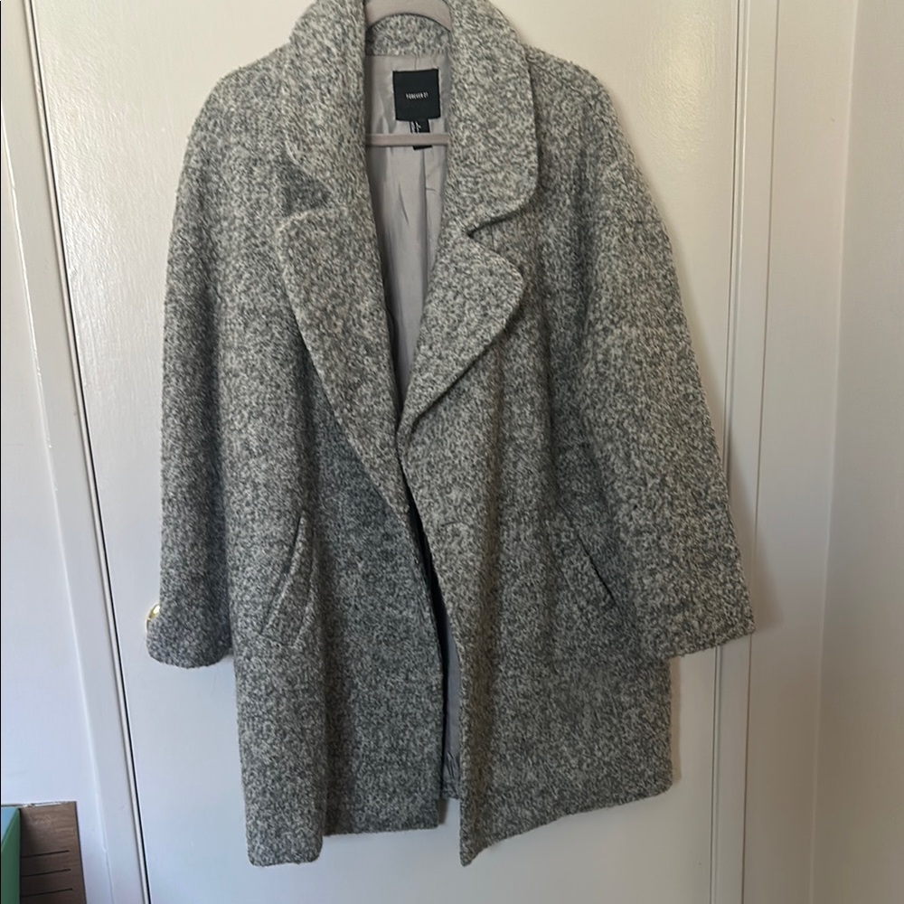 Forever 21 Gray Pea Coat with Notched Lapels